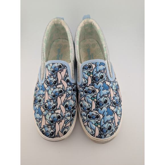 Stitch Girls Size 5 Slip On Canvas Sneakers Lilo And Blue White Shoes Ground Up - Picture 3 of 8